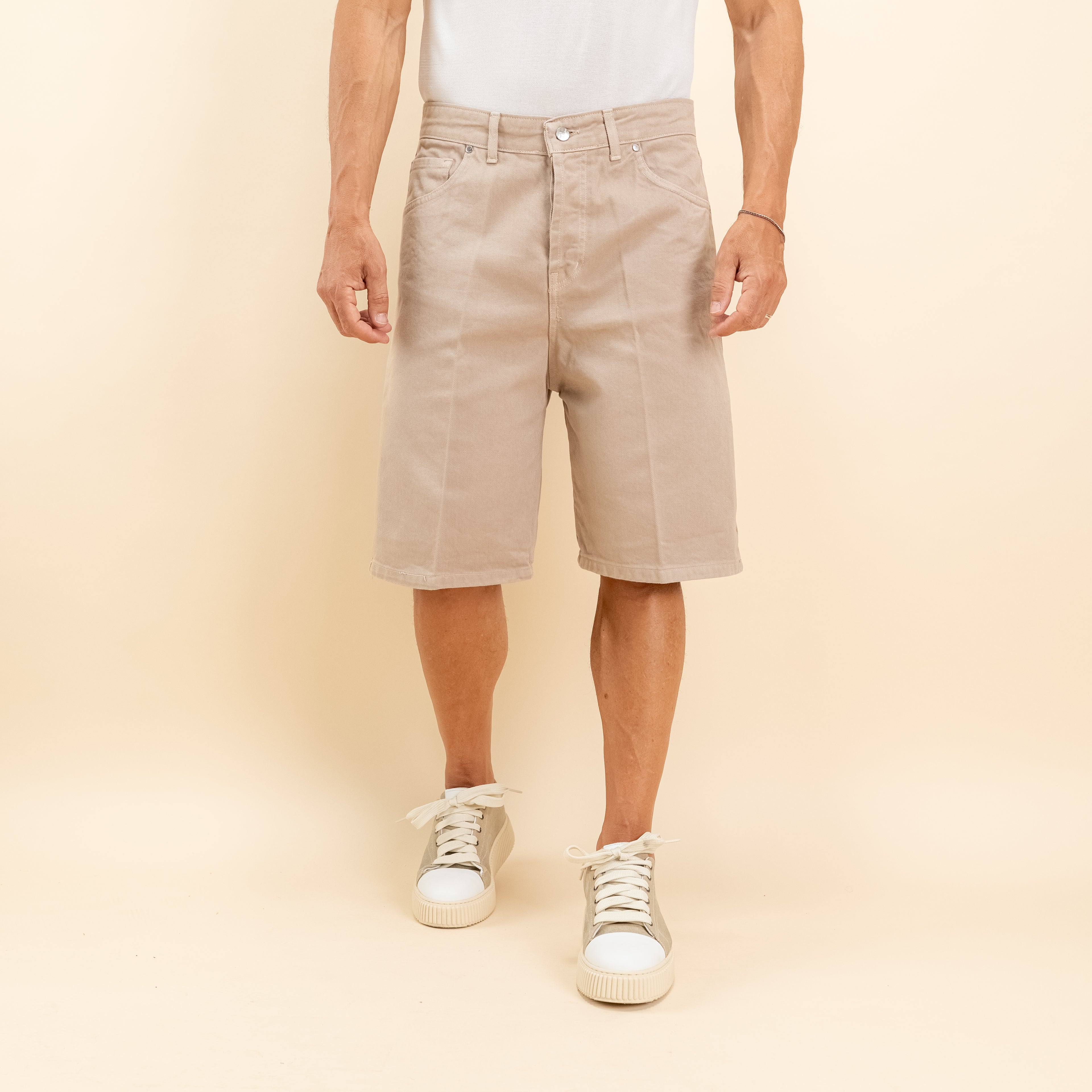 Bermuda jeans sartoriale - Beige