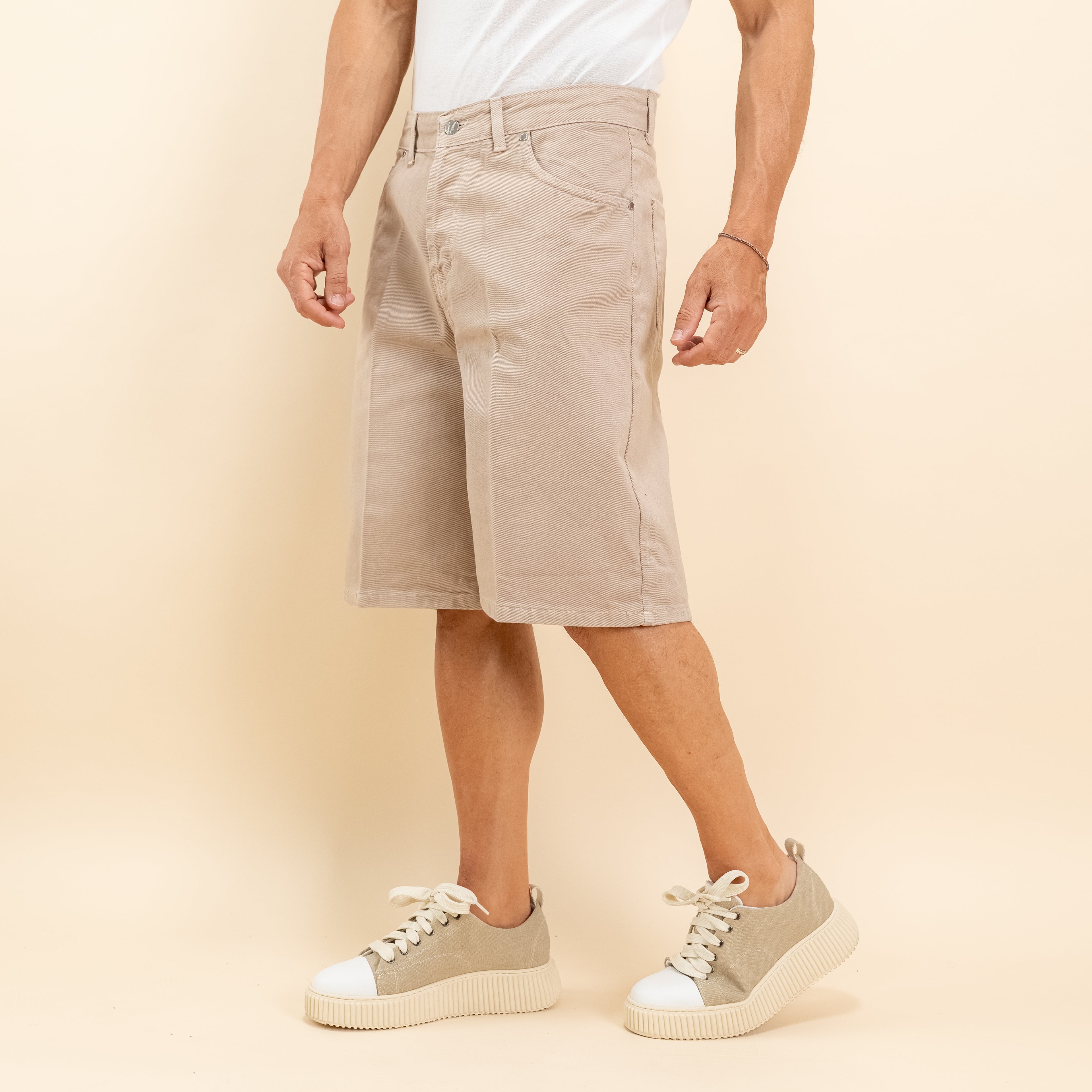 Bermuda jeans sartoriale - Beige