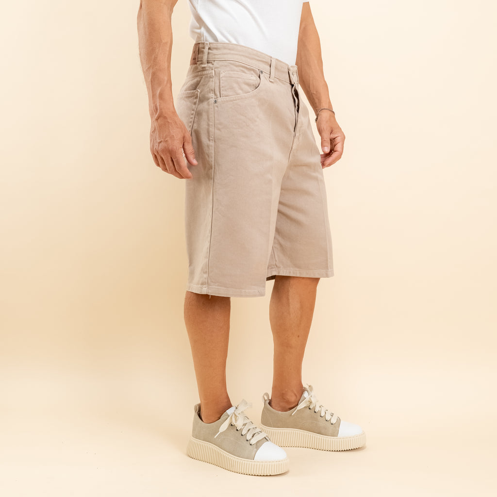 Bermuda jeans sartoriale - Beige