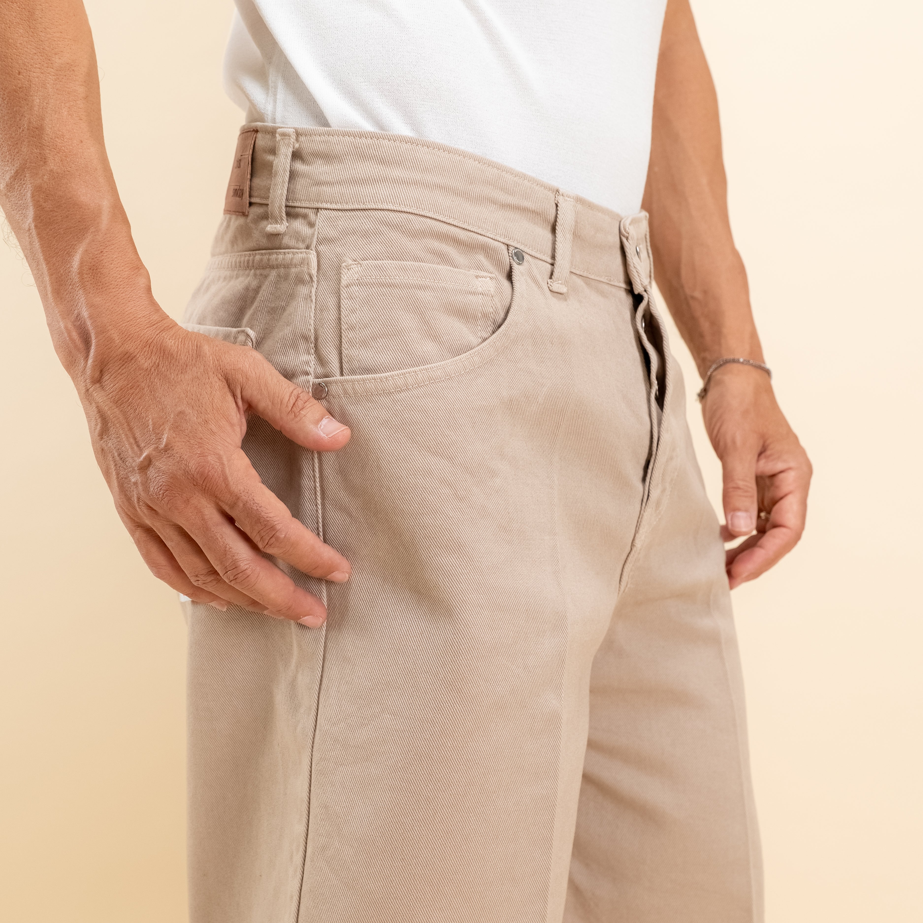 Bermuda jeans sartoriale - Beige
