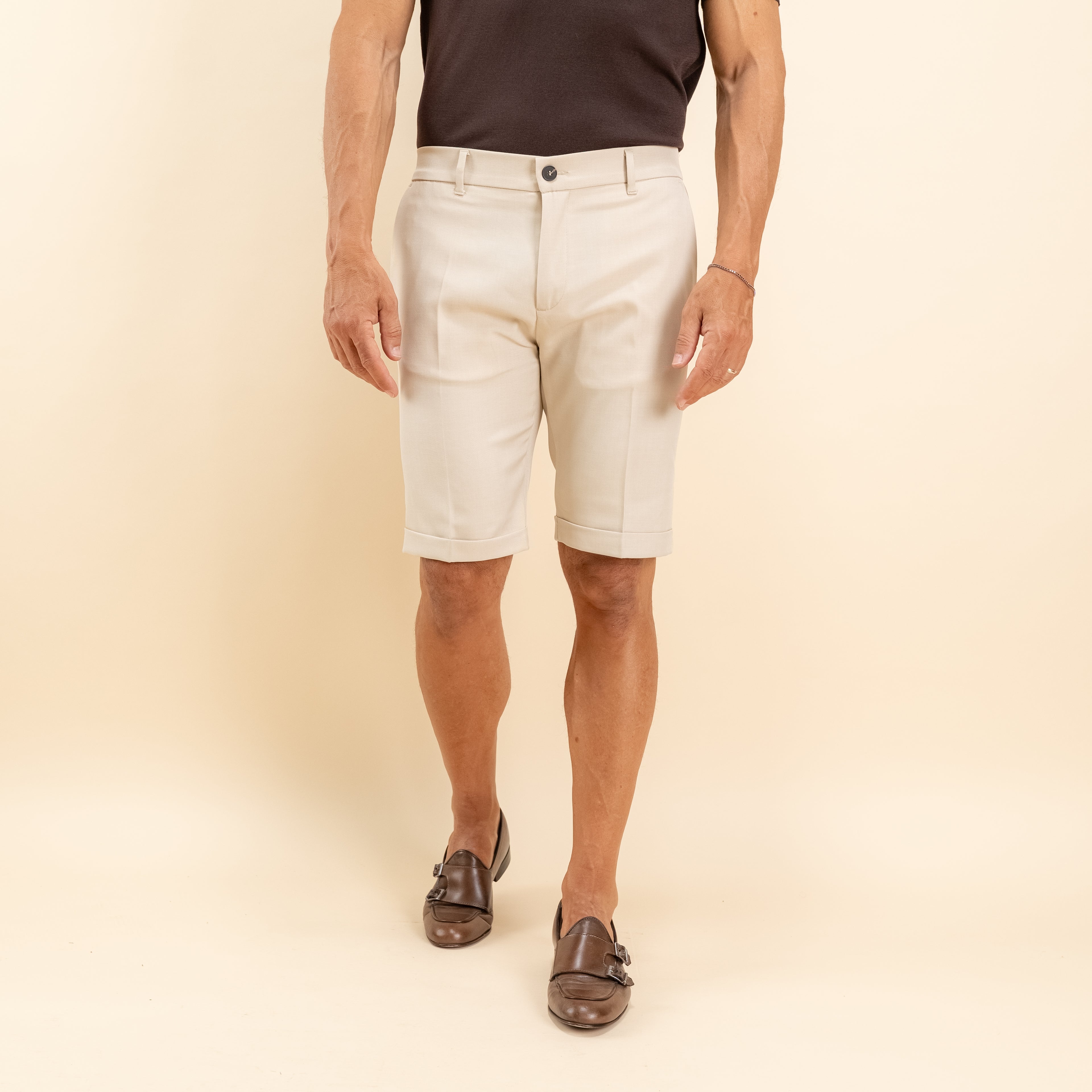 Bermuda sartoriale con elastico posteriore - Beige