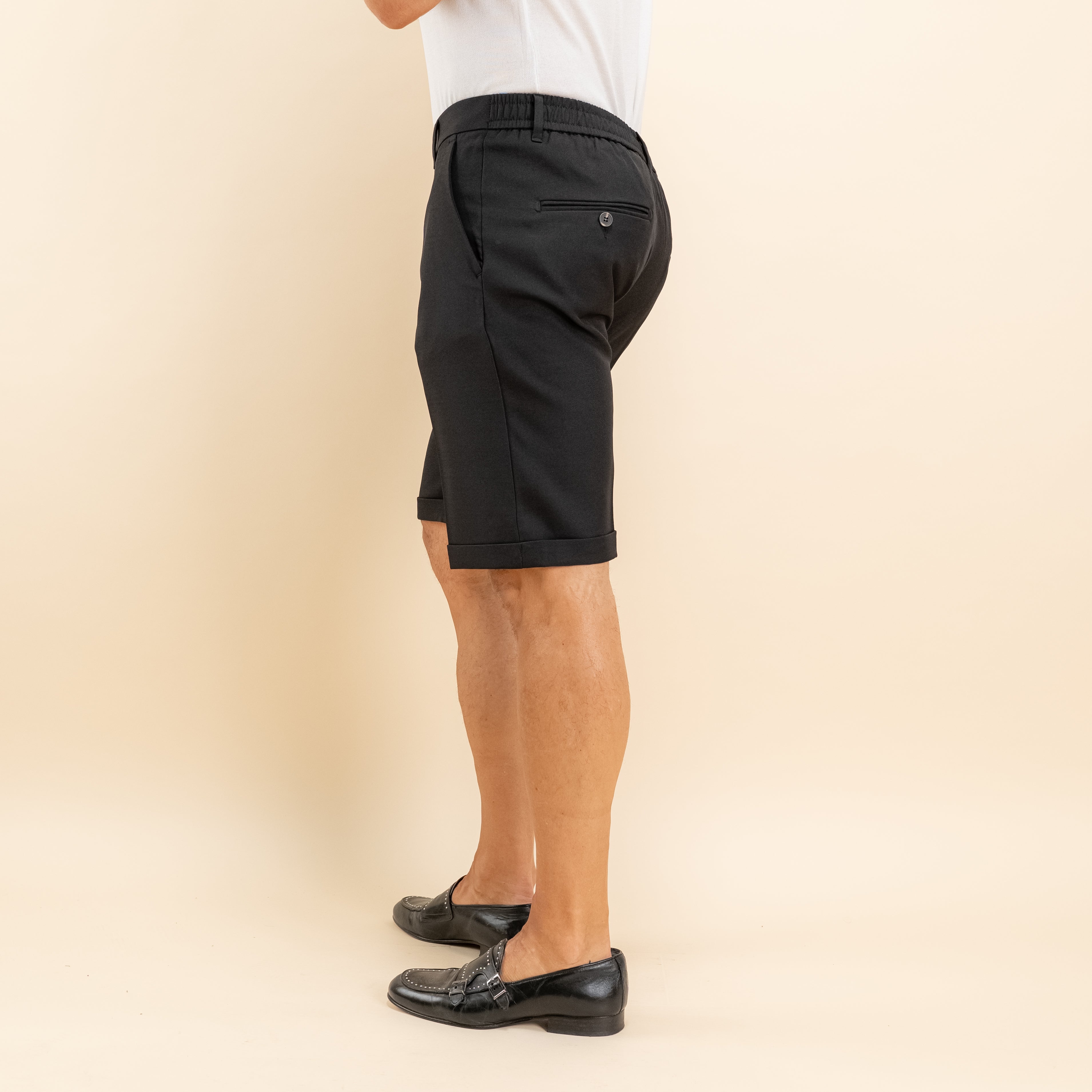 Bermuda sartoriale con elastico posteriore - Nero