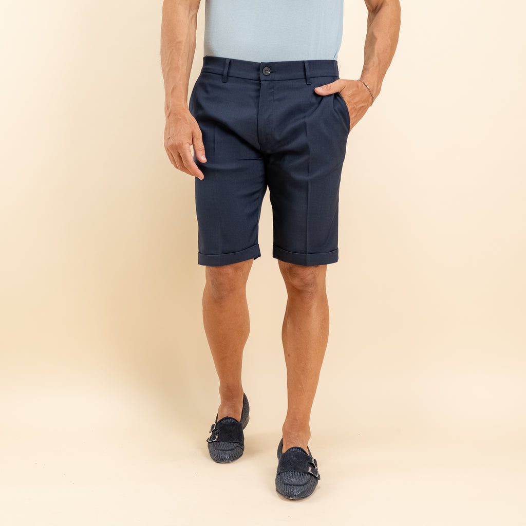 Bermuda sartoriale con elastico posteriore - Blu