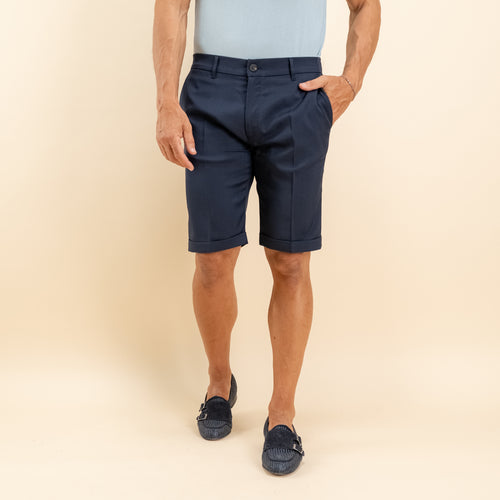 Bermuda sartoriale con elastico posteriore - Blu