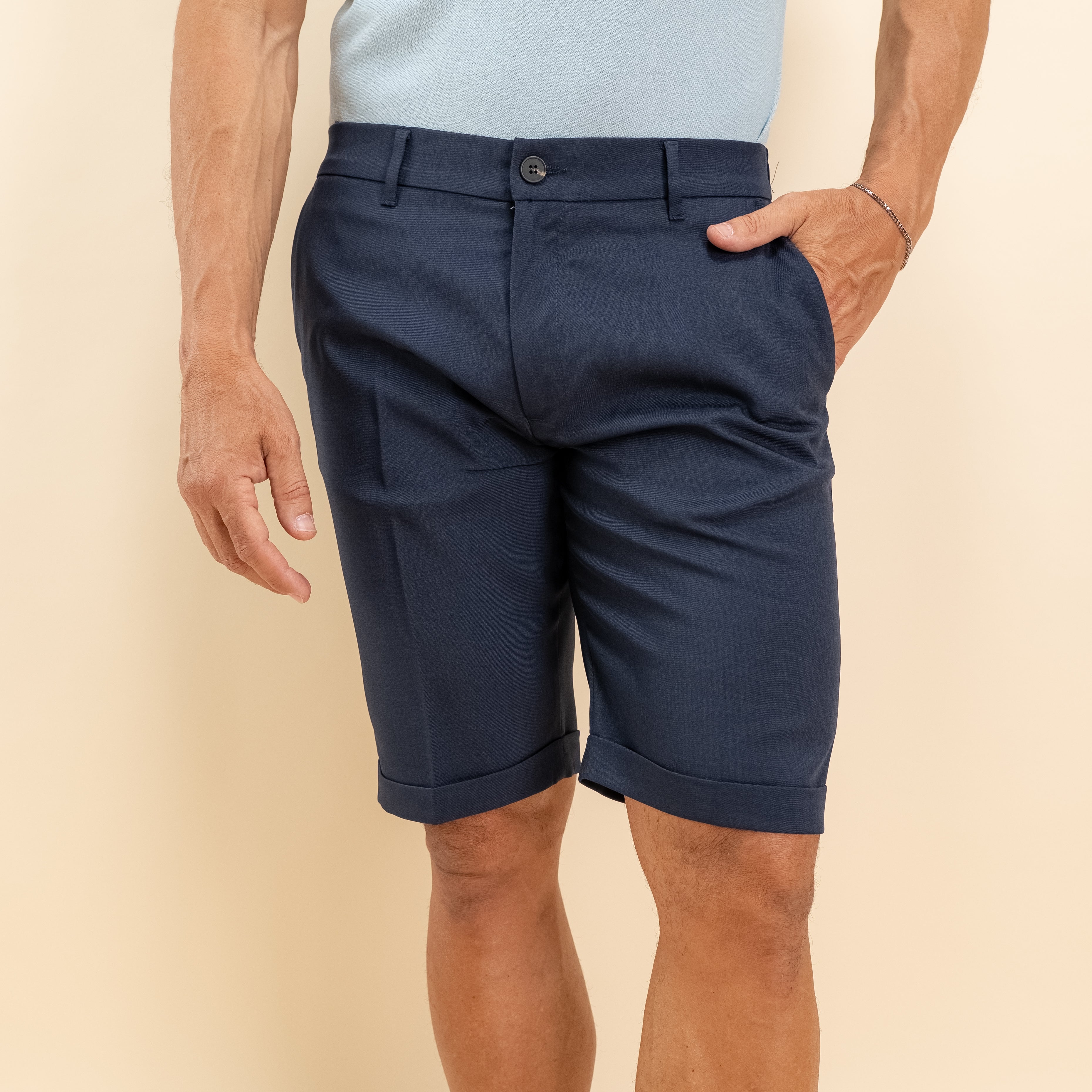 Bermuda sartoriale con elastico posteriore - Blu