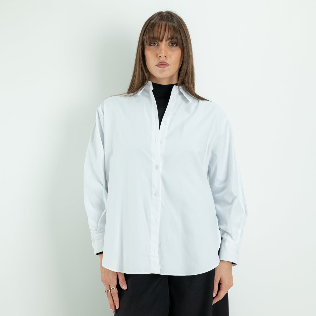 Camicia Oversize Asimmetrica con Spacchi Laterali - Bianco