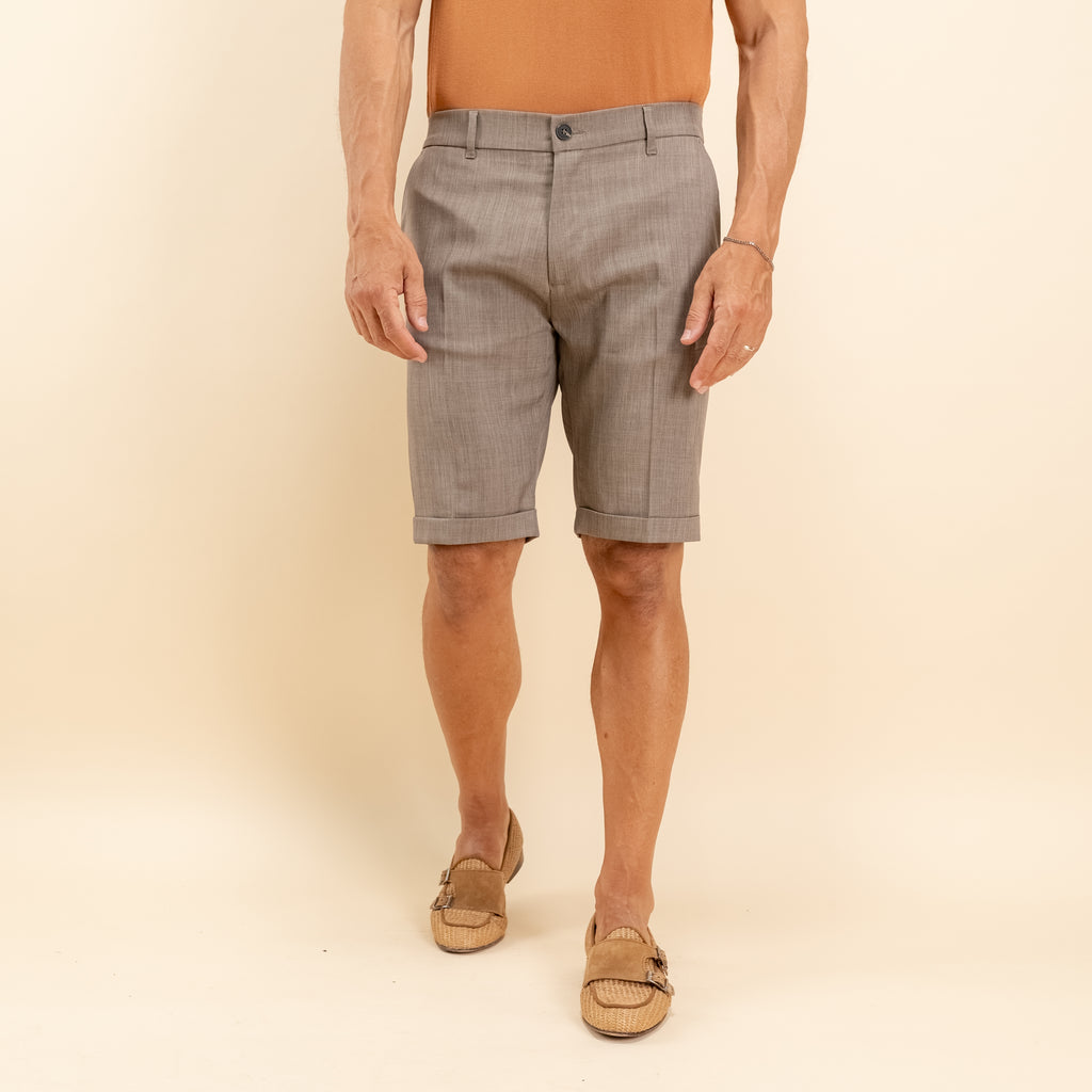 Bermuda sartoriale con elastico posteriore - Moro