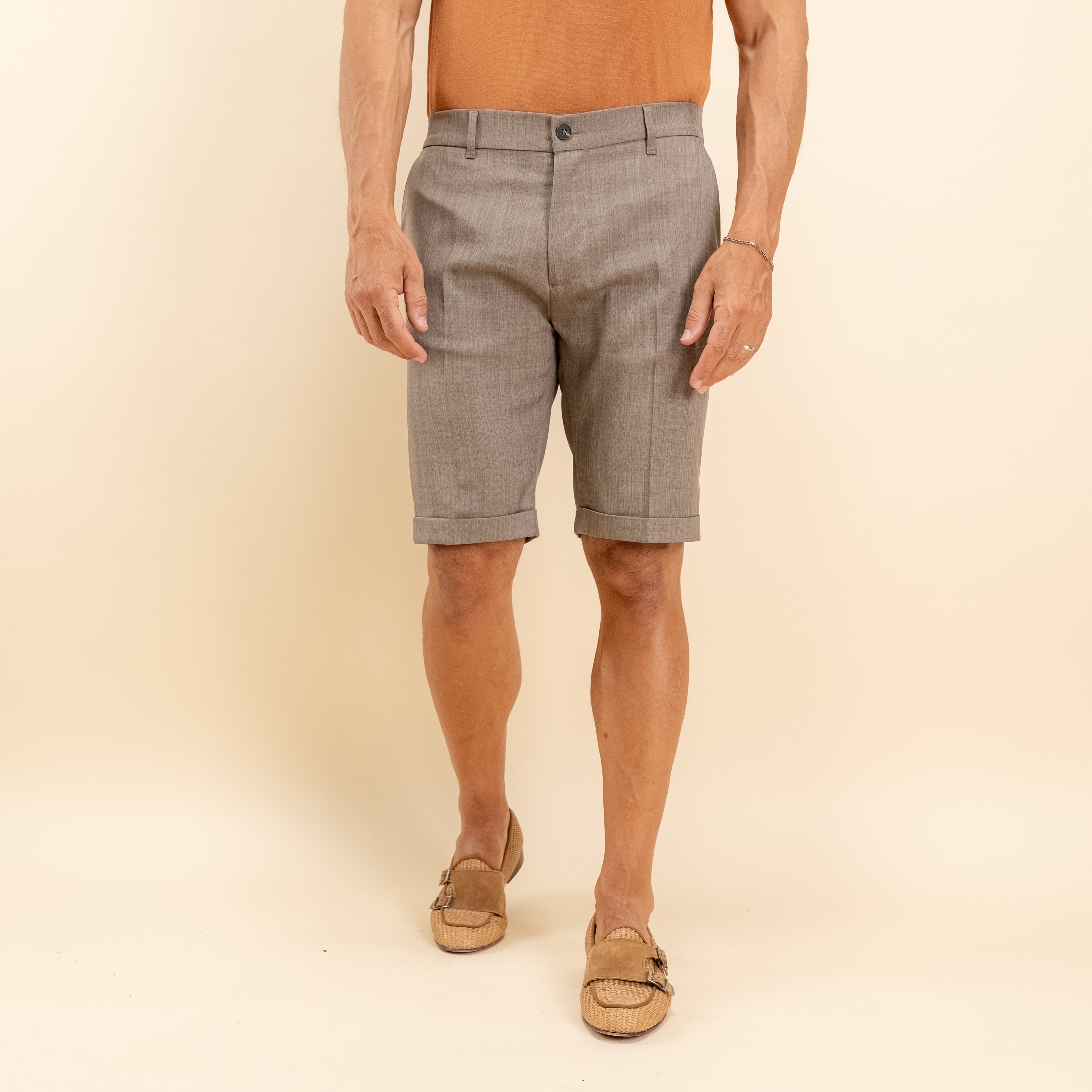 Bermuda sartoriale con elastico posteriore - Moro
