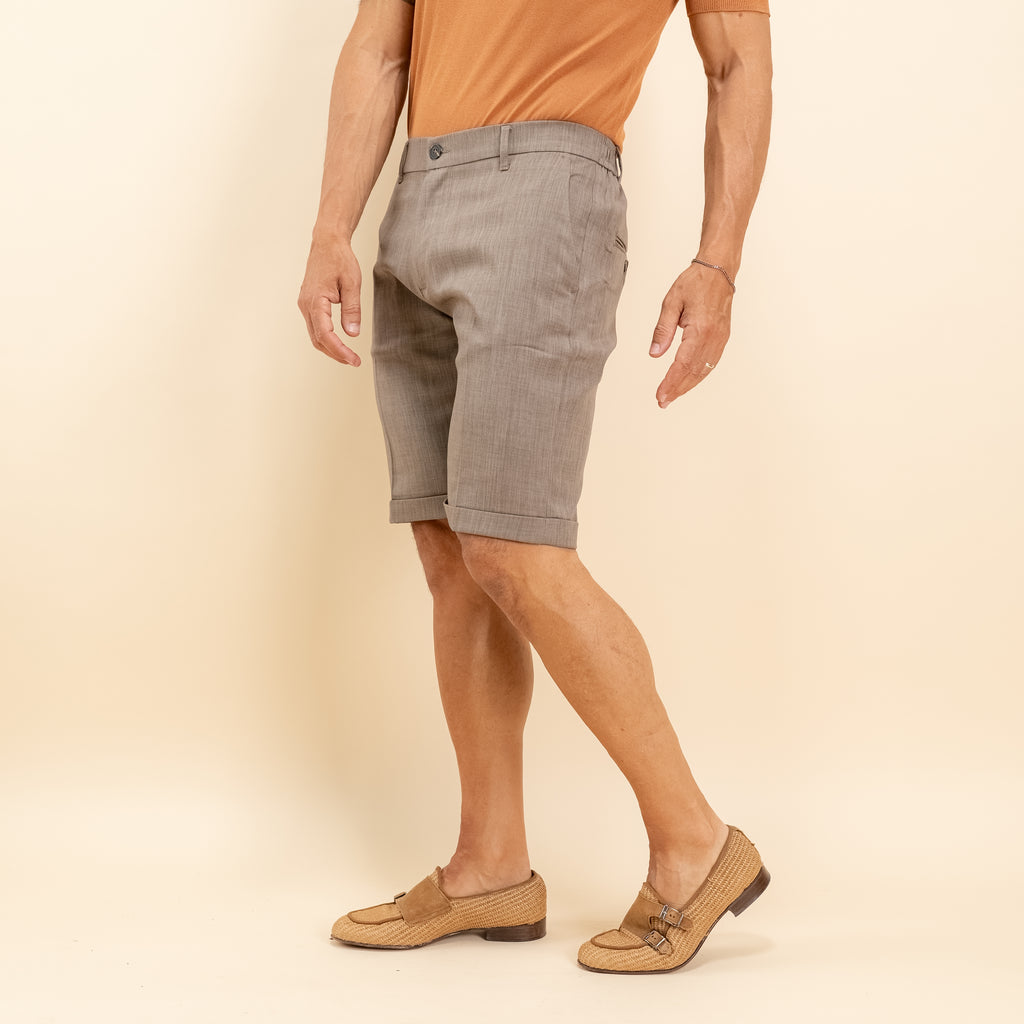 Bermuda sartoriale con elastico posteriore - Moro