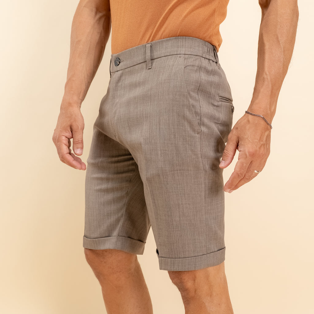Bermuda sartoriale con elastico posteriore - Moro