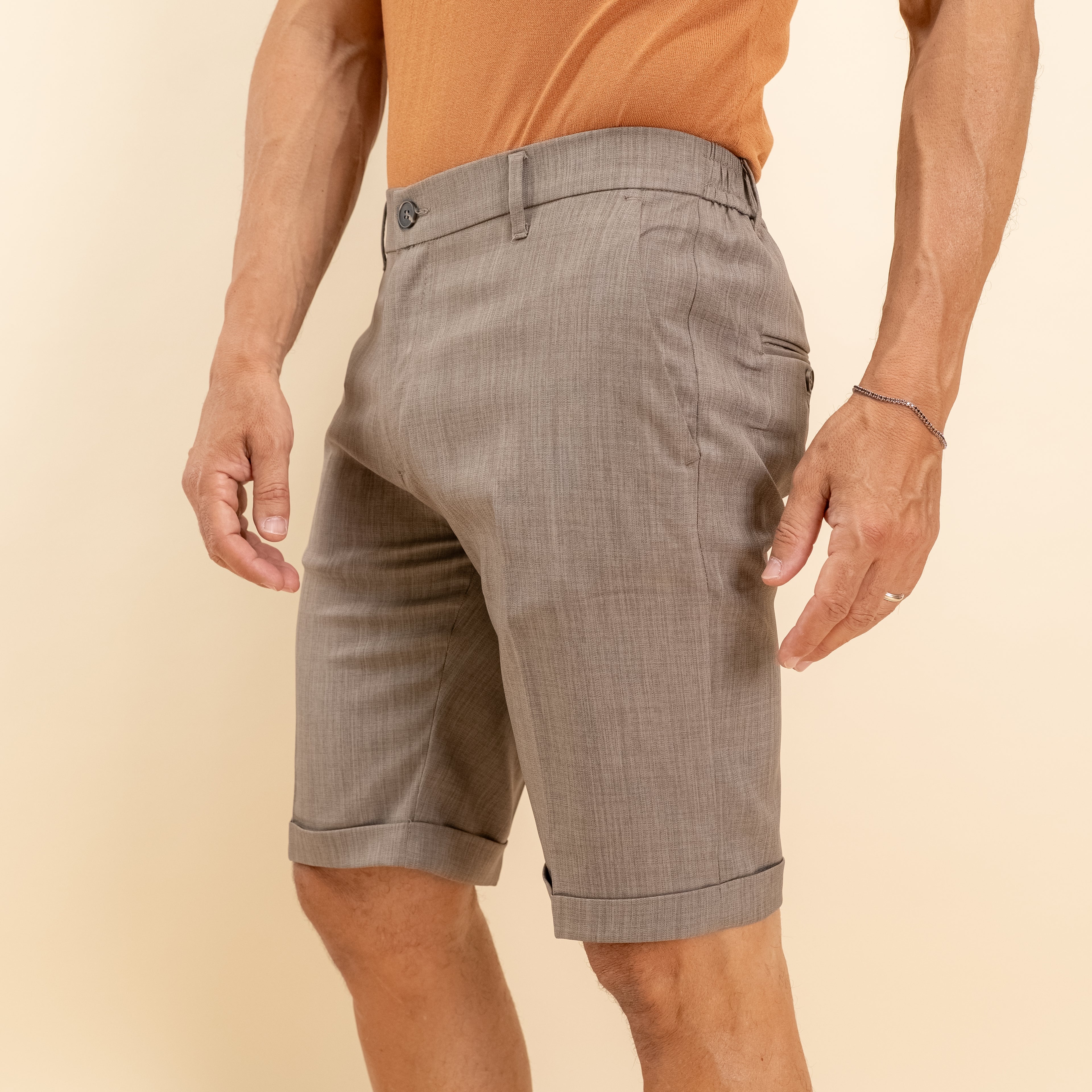 Bermuda sartoriale con elastico posteriore - Moro