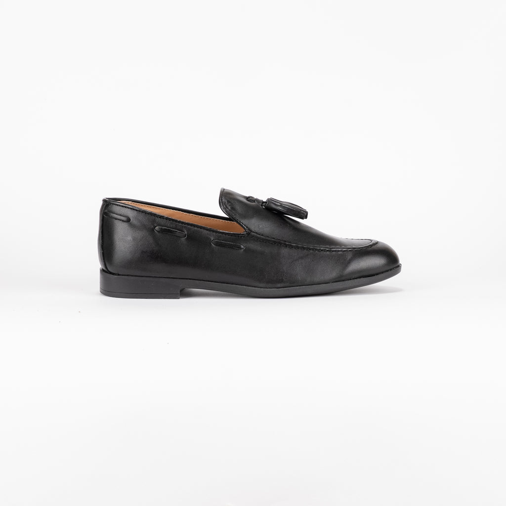 Mocassino pelle con nappine fondo gomma - Nero