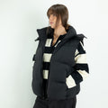 Gilet Piumino Imbottito con Cappuccio e Collo Alto - Nero