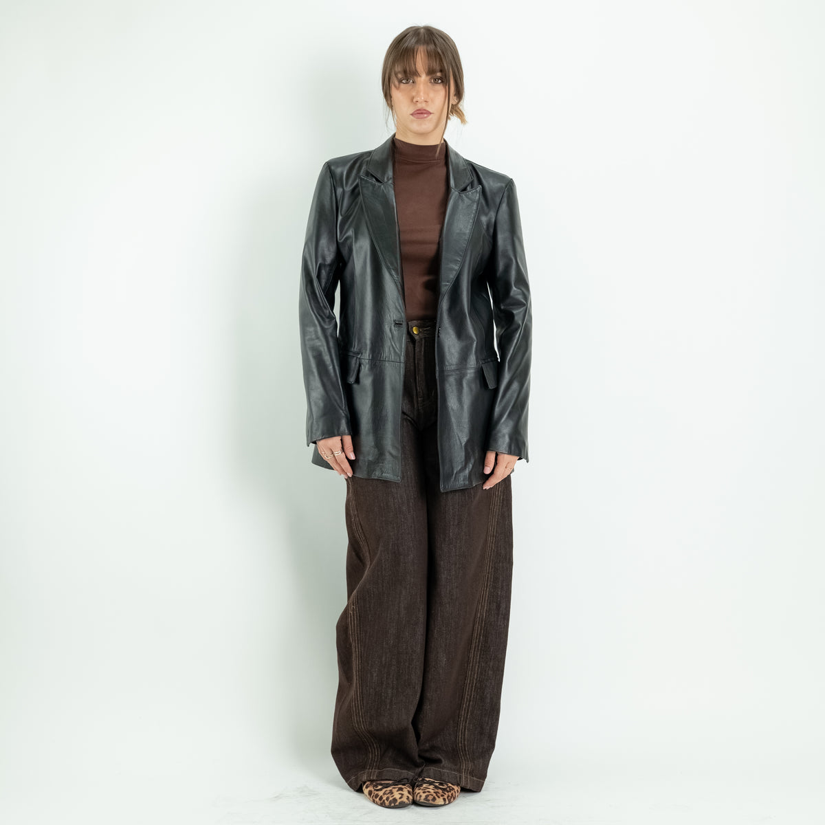 Chaqueta estilo motera para mujer en piel auténtica - Negro