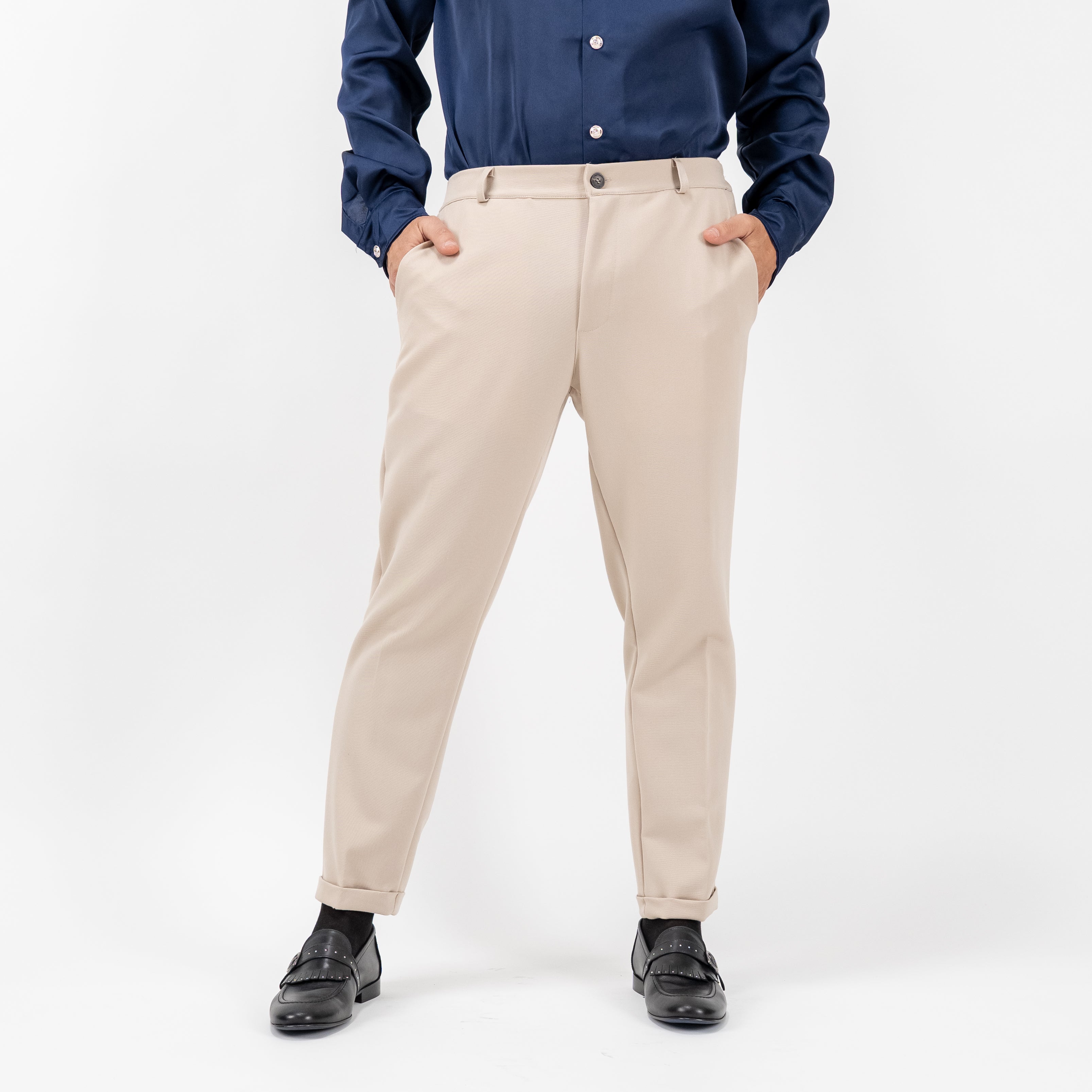 Pantalone con molla posteriore - Beige