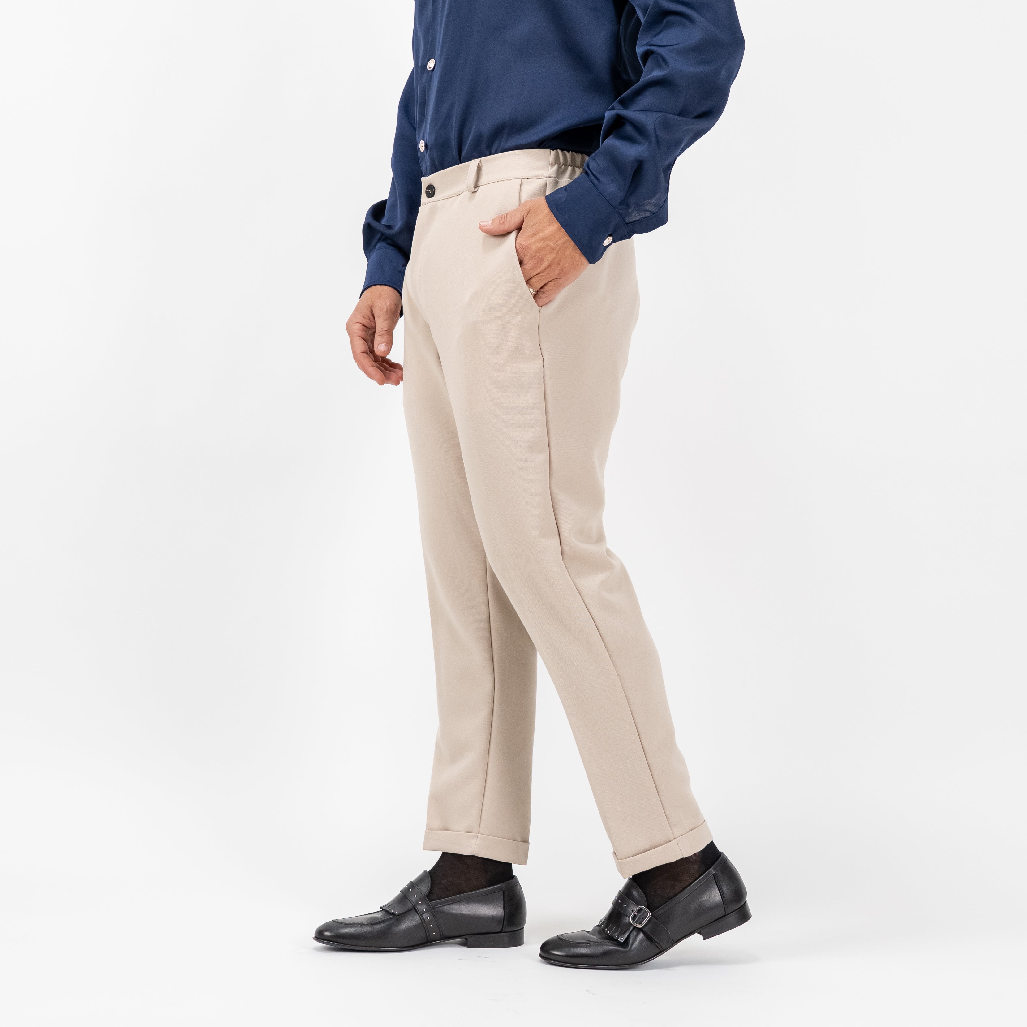 Pantalone con molla posteriore - Beige