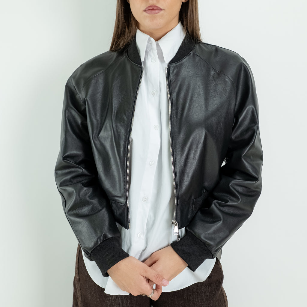 Veste perfecto femme en cuir véritable - Noir