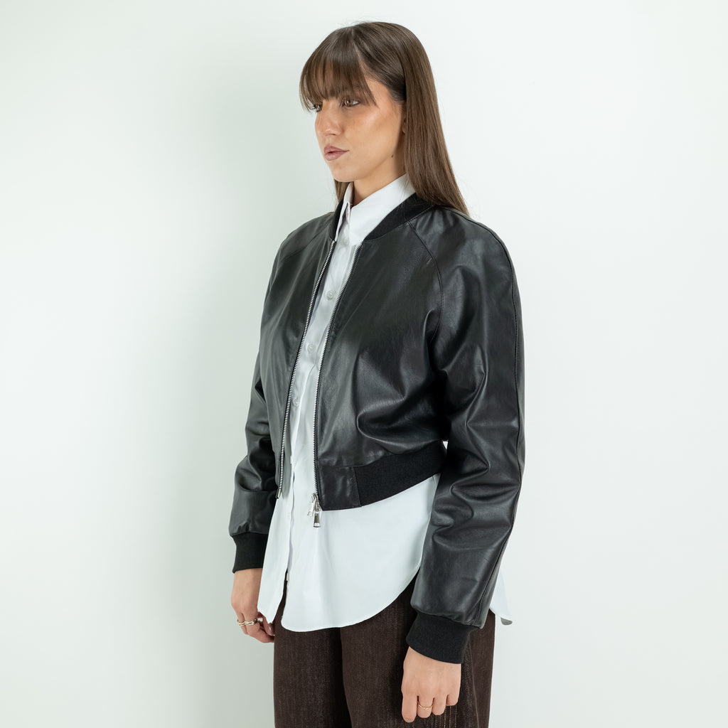 Veste perfecto femme en cuir véritable - Noir