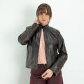 Biker pour femme en cuir véritable - Noisette