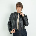 Chaqueta estilo motera para mujer en piel auténtica - Negro
