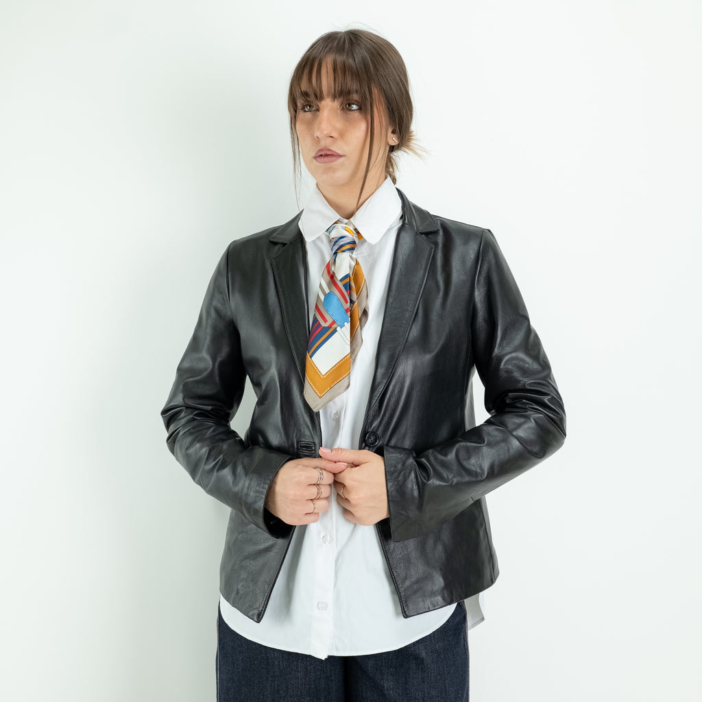 Veste perfecto femme en cuir véritable - Noir