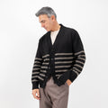 Cardigan a giacca a righe in misto lana - Nero