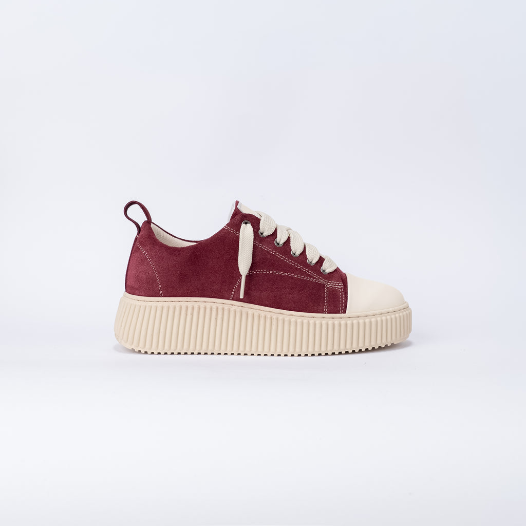 Sneaker in suede con Lacci Oversize - Bordeaux