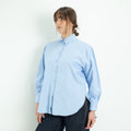 Camicia Oversize Asimmetrica con Spacchi Laterali - Celeste