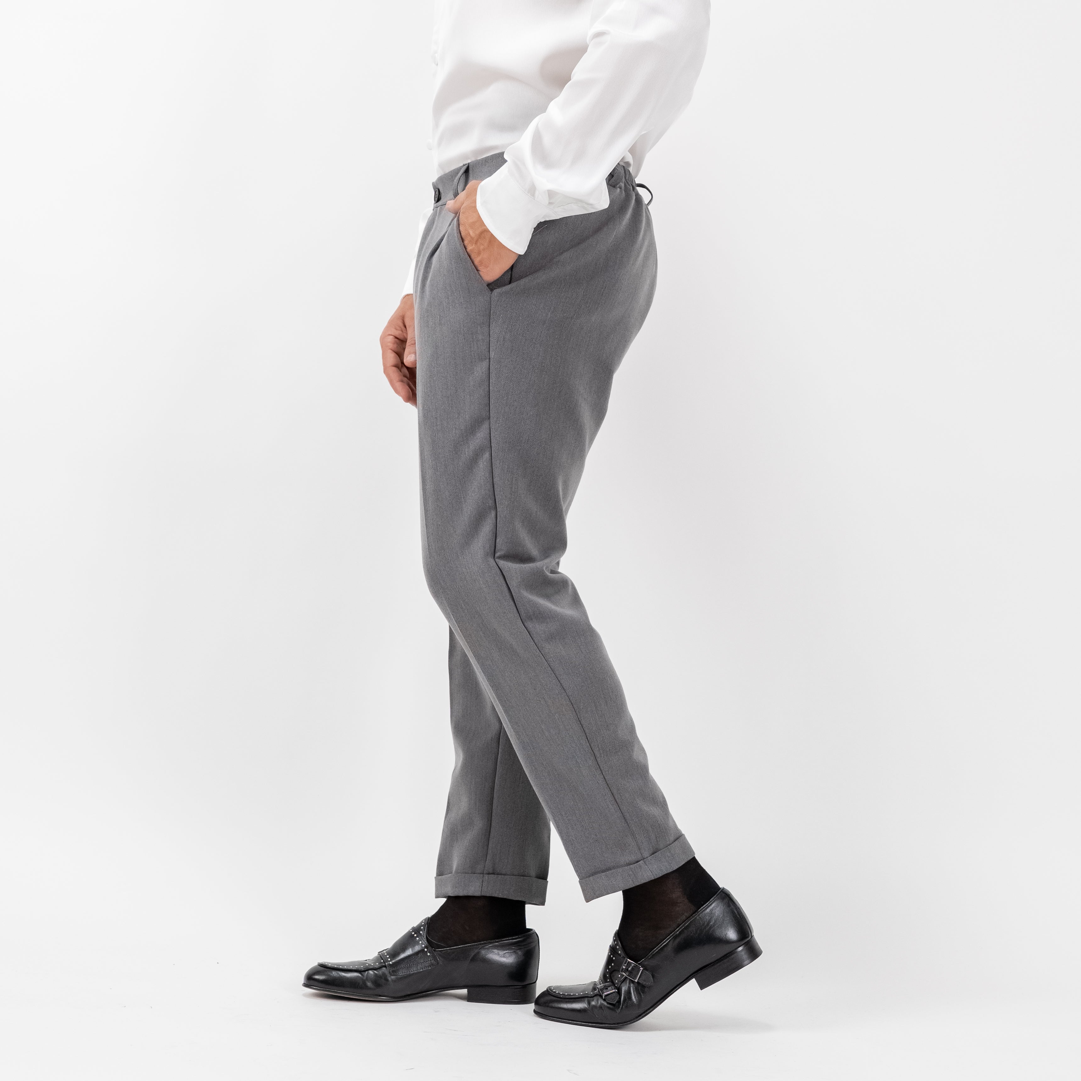 Pantalone con molla posteriore - Grigio