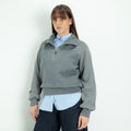 Half-Zip Knit Sweater with Knit Sleeves - Grey