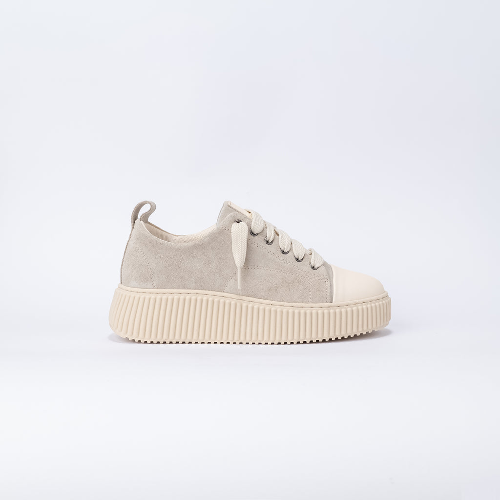 Zapatillas de ante con cordones oversize - Beige