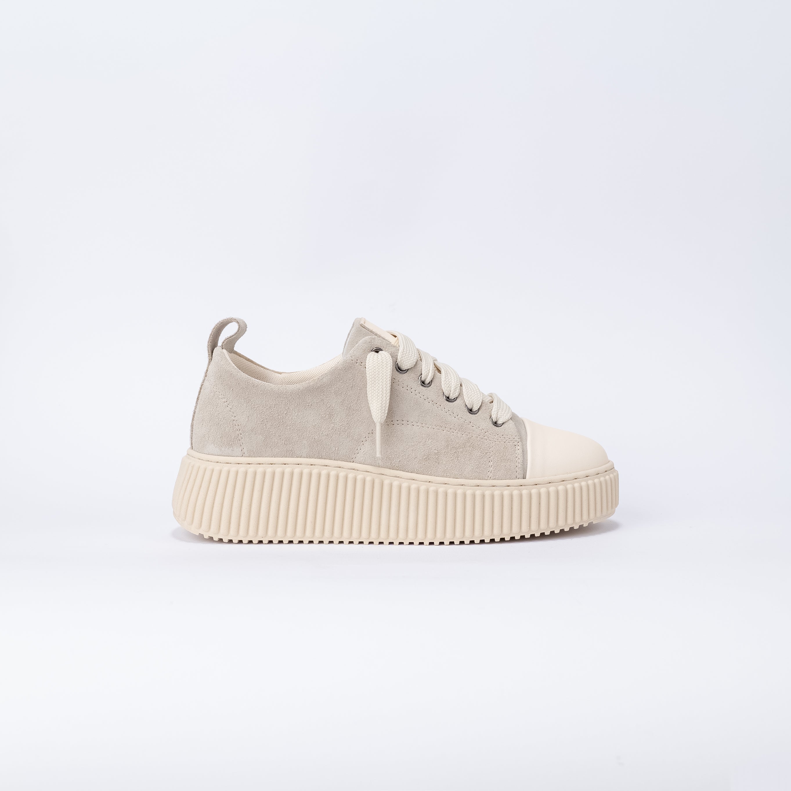 Zapatillas de ante con cordones oversize - Beige
