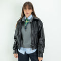 Chaqueta estilo motera para mujer en piel auténtica - Negro