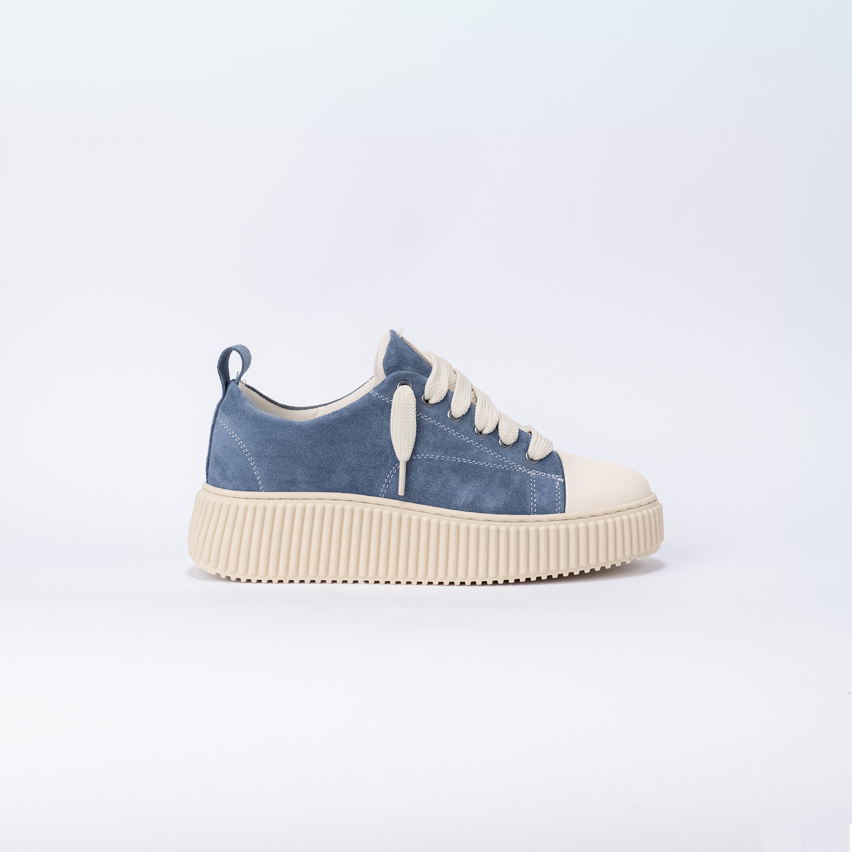 Sneaker in suede con Lacci Oversize - Blu Jeans