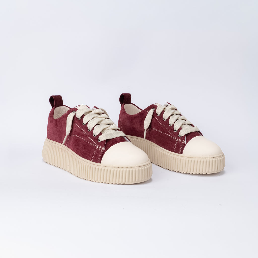 Sneaker in suede con Lacci Oversize - Bordeaux