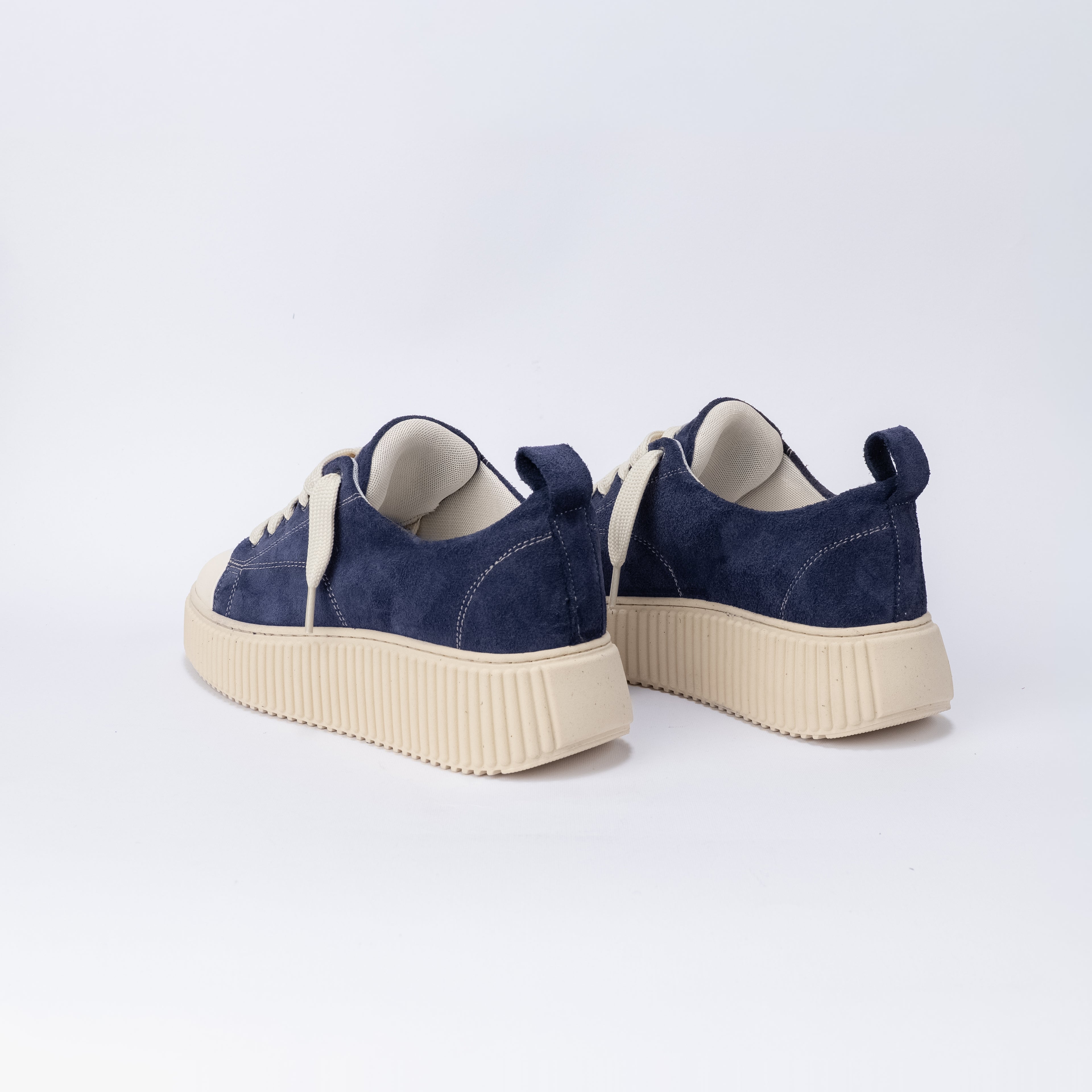 Suede Sneaker with Oversized Laces - Blue