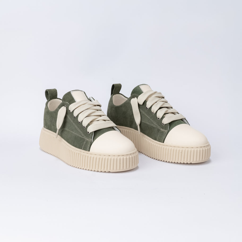 Zapatillas de ante con cordones oversize - Verde militar