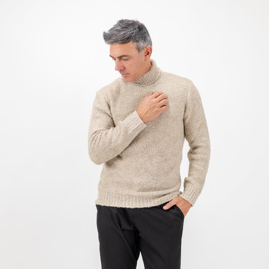 Maglione collo alto bouclè - Corda