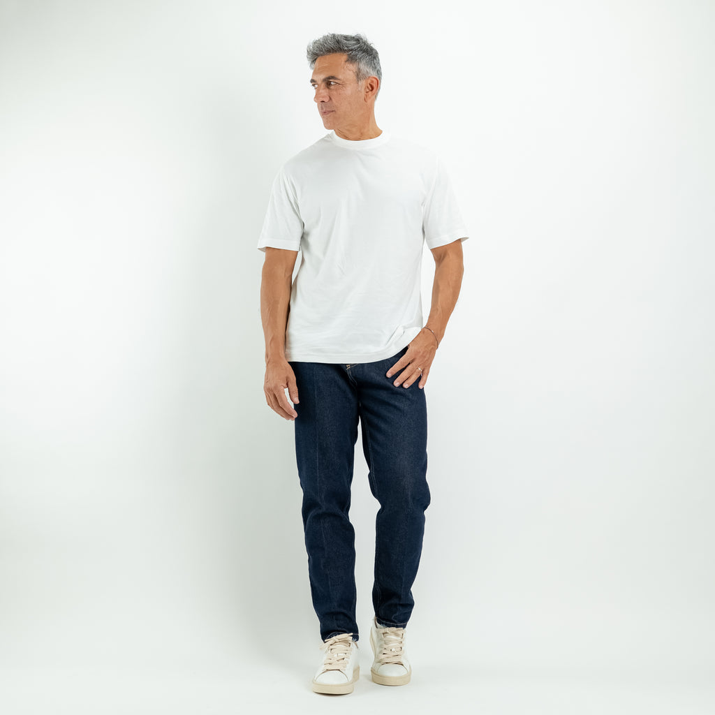 T-shirt con colletto a costina - Bianco