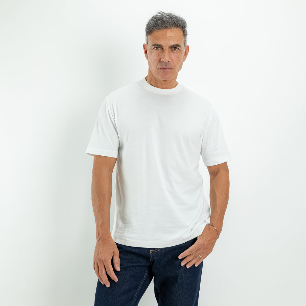 T-shirt con colletto a costina - Bianco