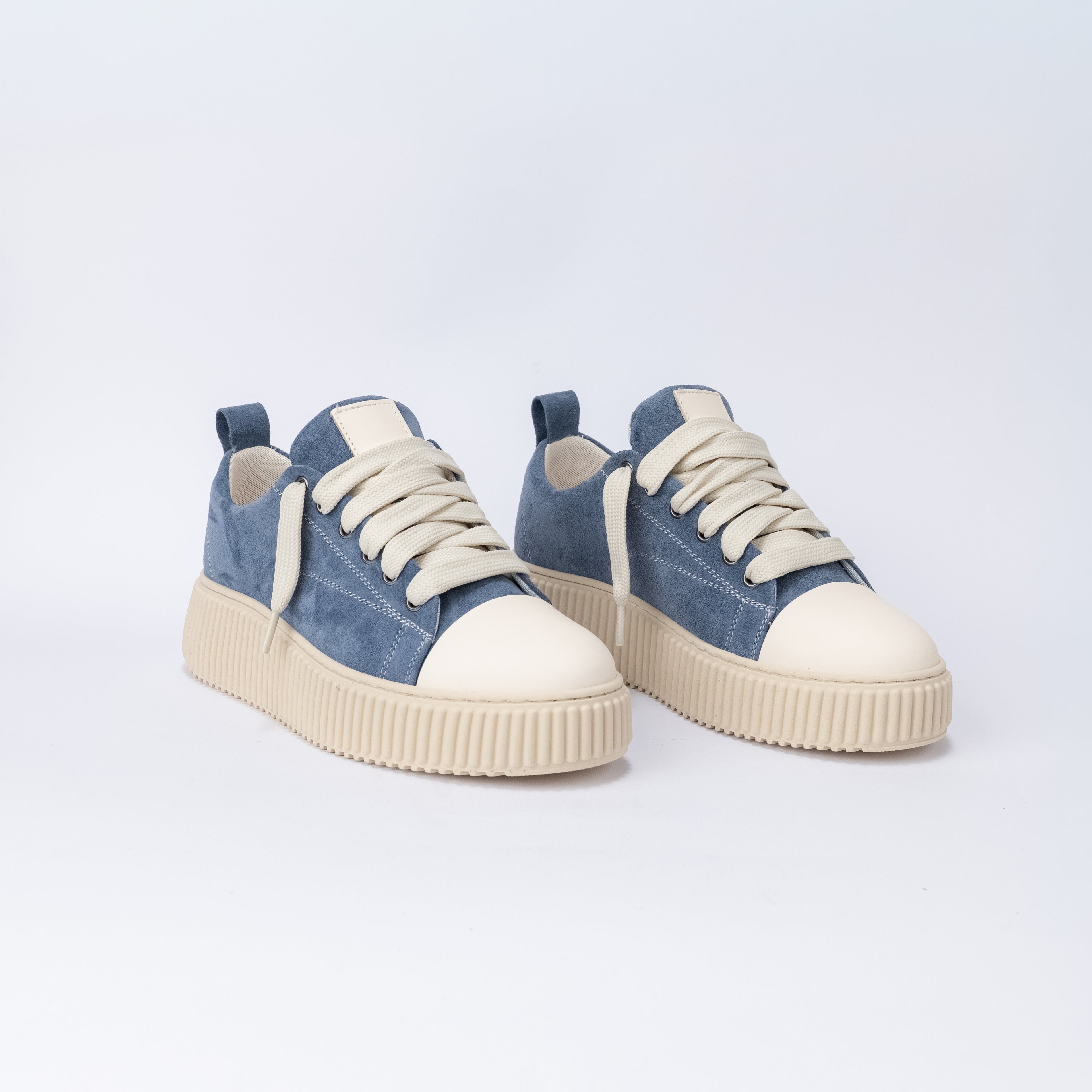 Sneaker in suede con Lacci Oversize - Blu Jeans