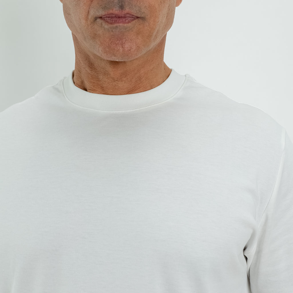 T-shirt con colletto a costina - Bianco