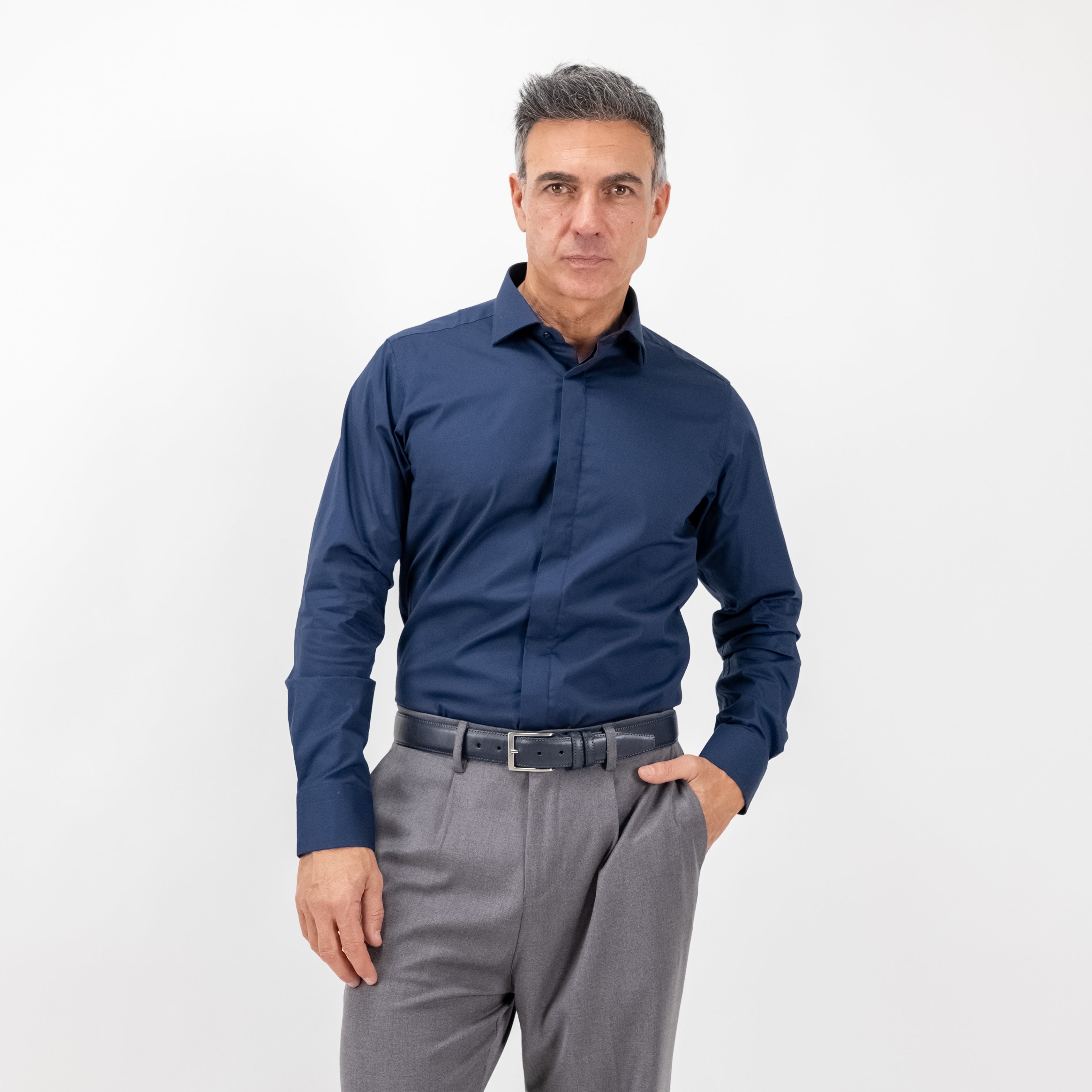 Camisa de vestir lisa - Azul denim