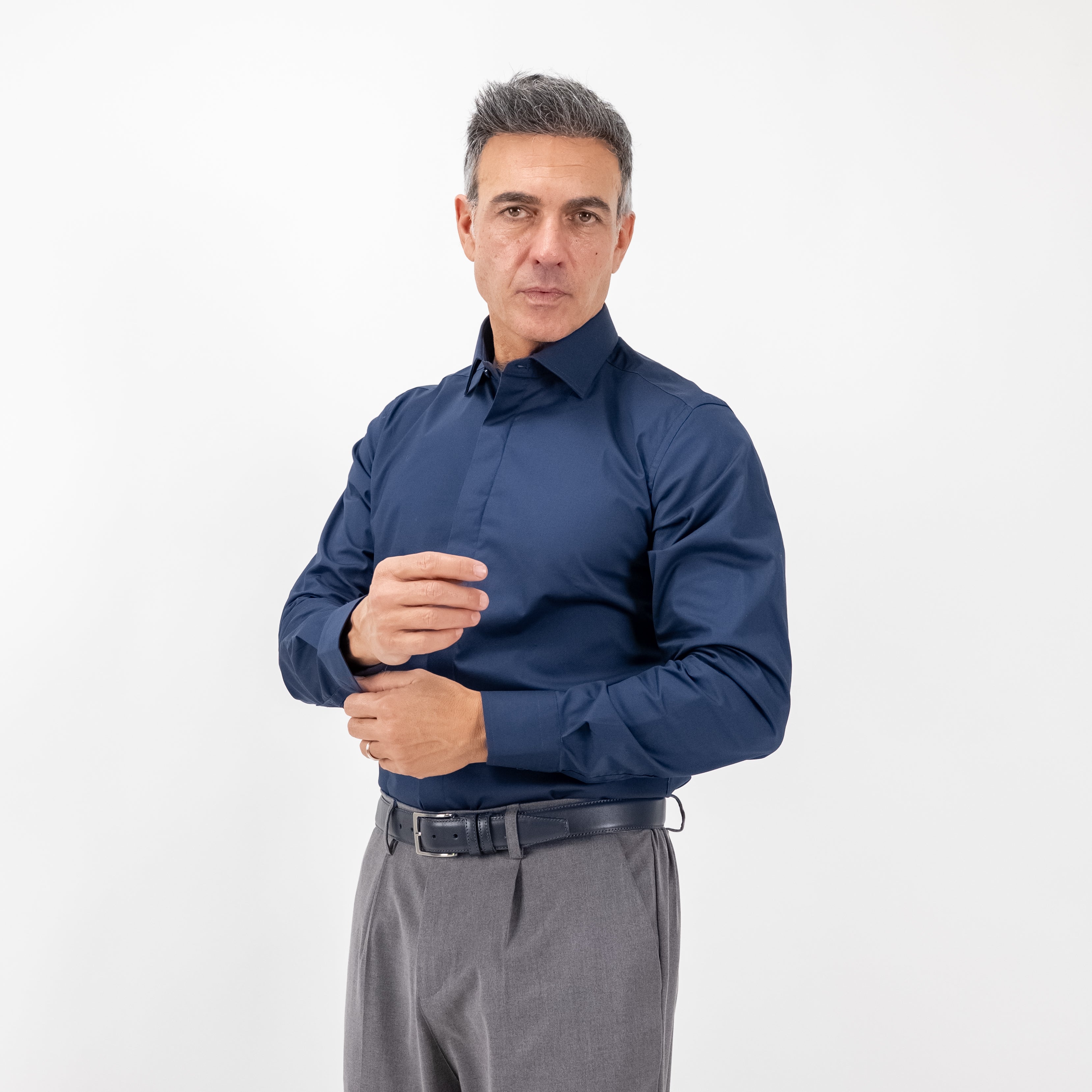 Camisa de vestir lisa - Azul denim