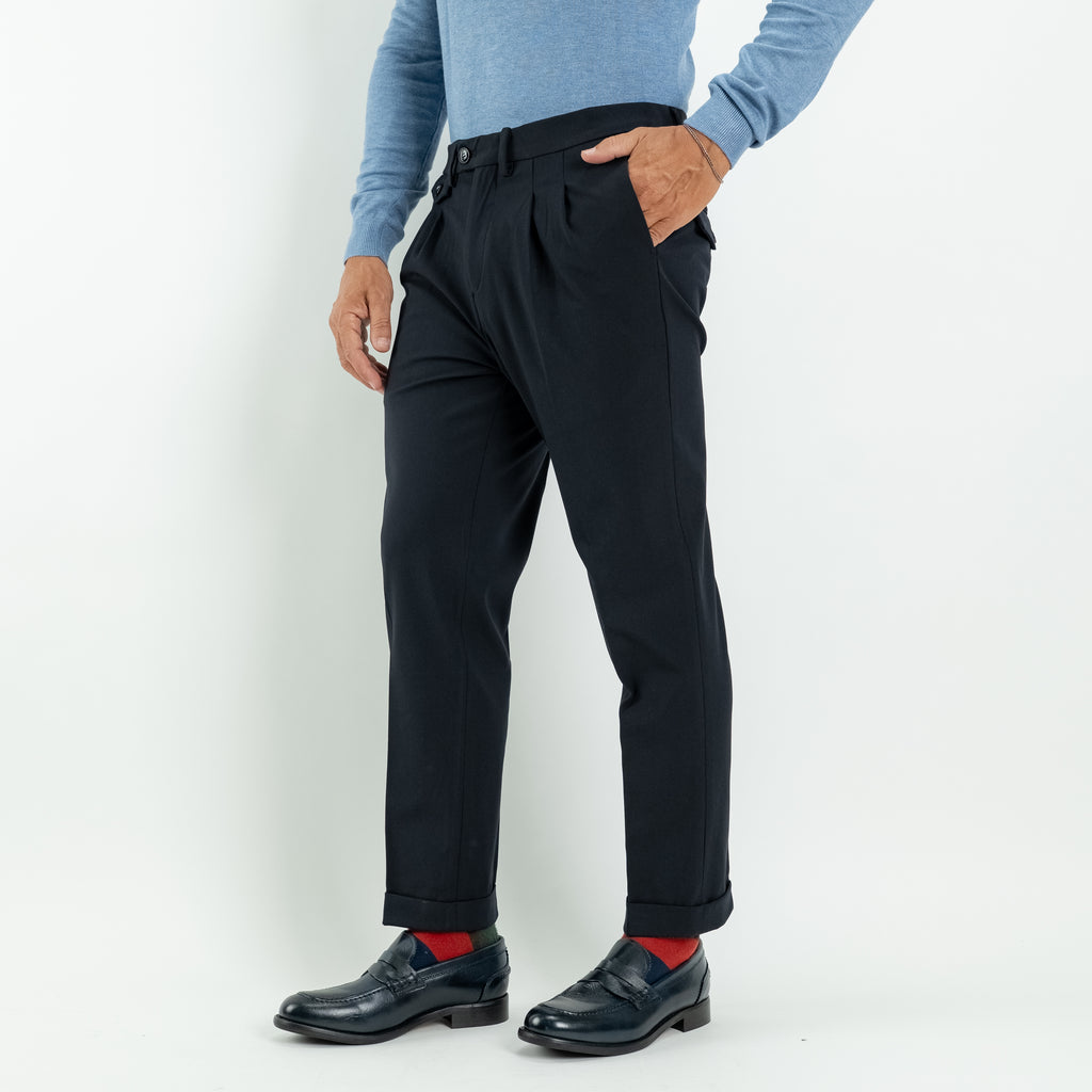 Maßgeschneiderte Hose mit doppelten Bundfalten – Blau