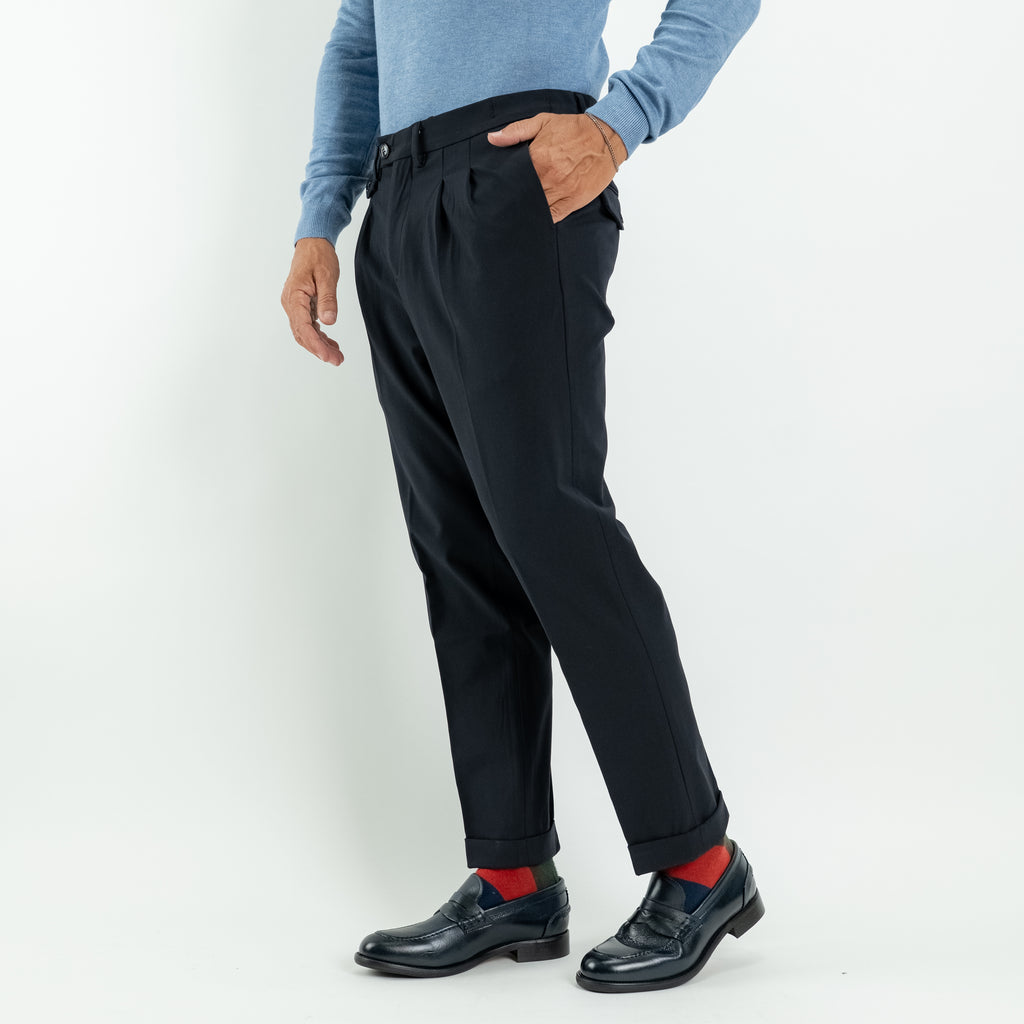 Maßgeschneiderte Hose mit doppelten Bundfalten – Blau