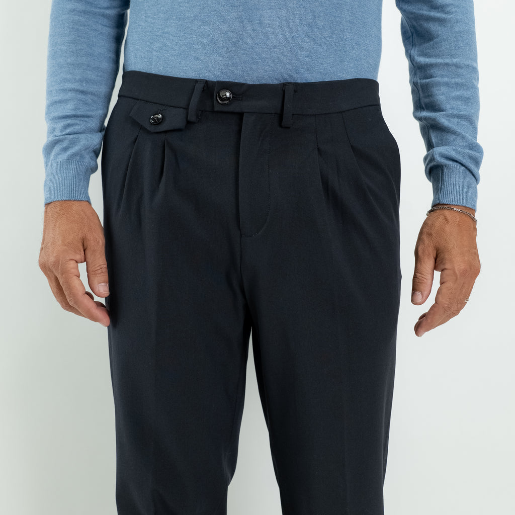 Maßgeschneiderte Hose mit doppelten Bundfalten – Blau
