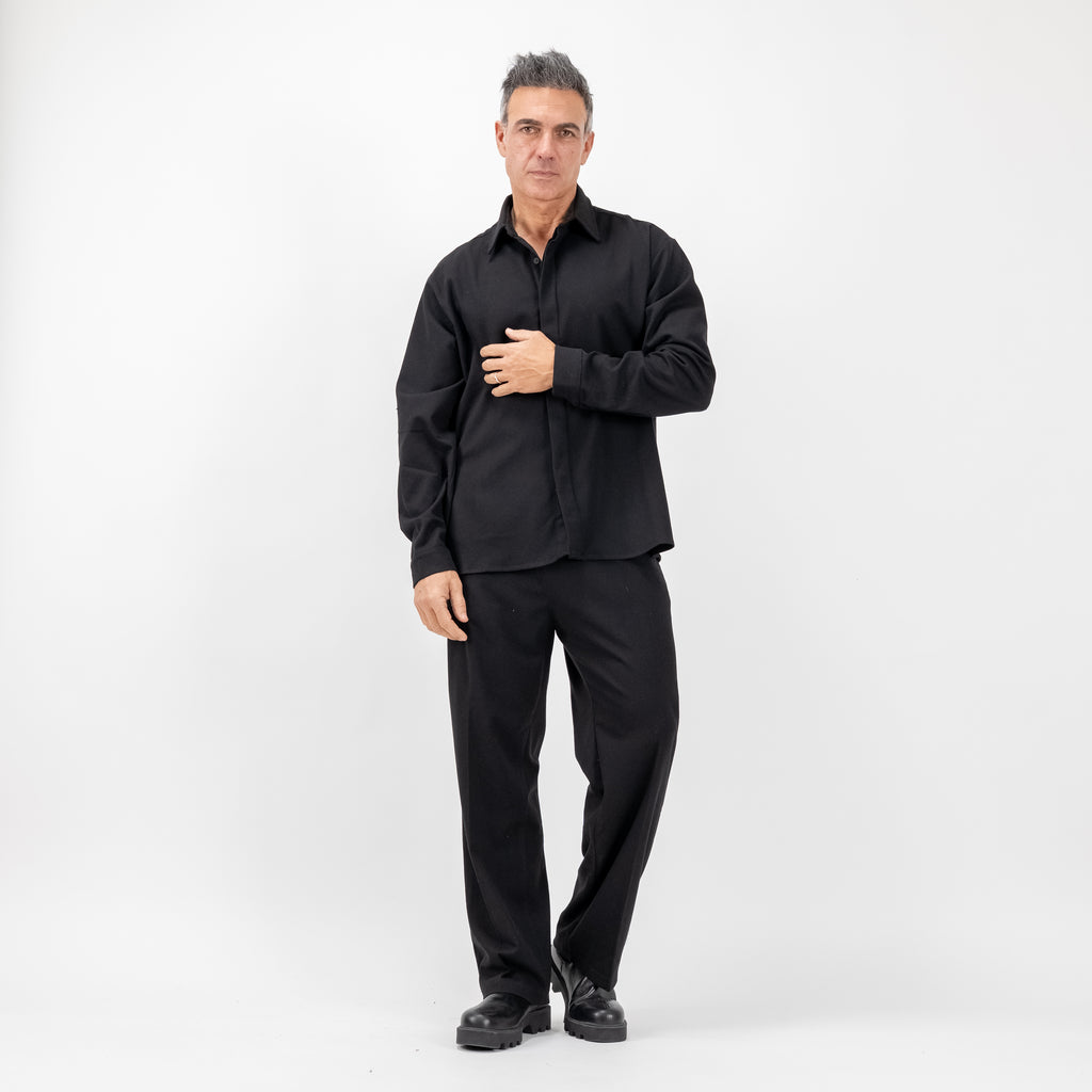 Coordinato con camicia fintone coperto - Nero