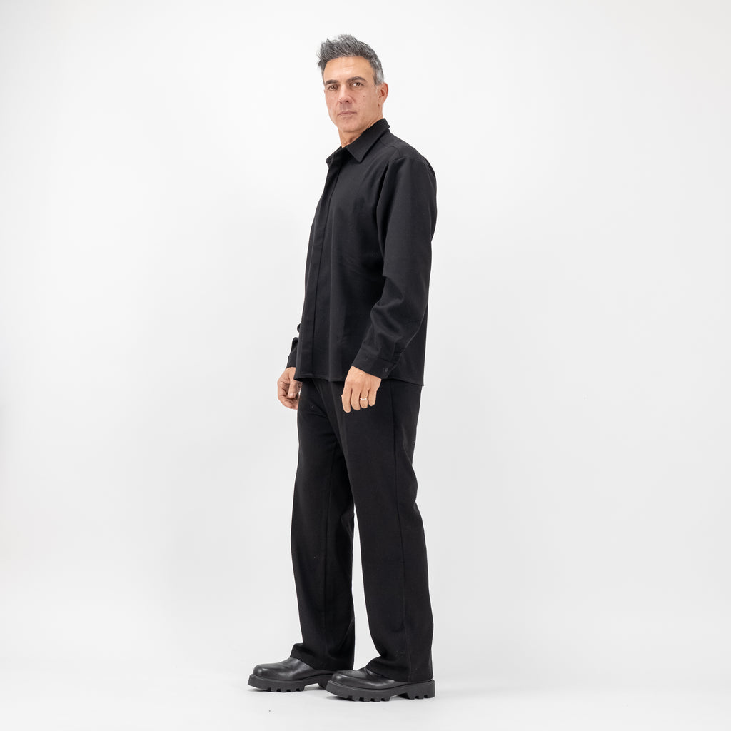 Coordinato con camicia fintone coperto - Nero