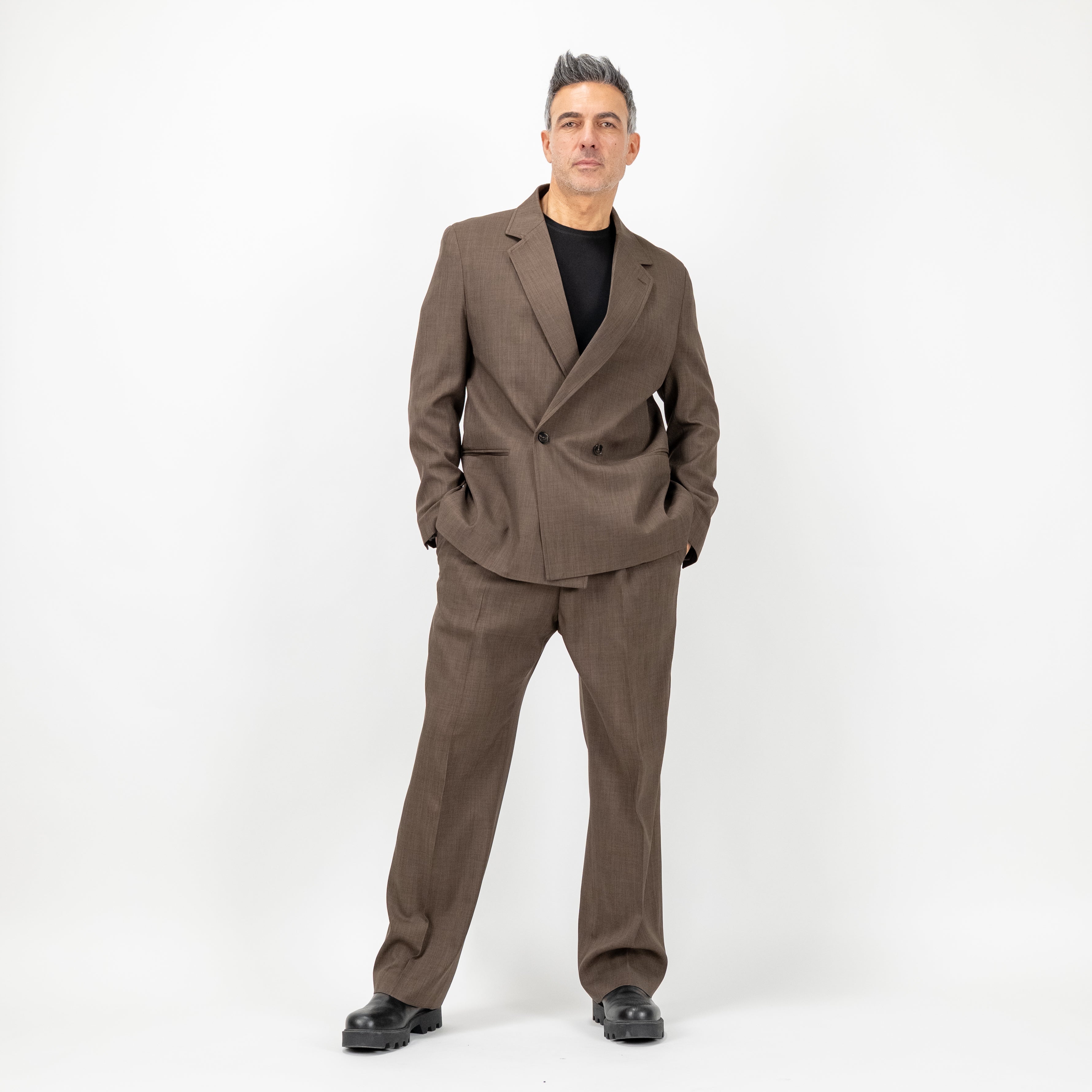 Traje cruzado extragrande - Gris paloma